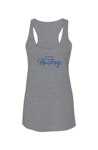 Let's Play Hockey Racerback Barn Tank Grey | Barn Garb Hockey Threads