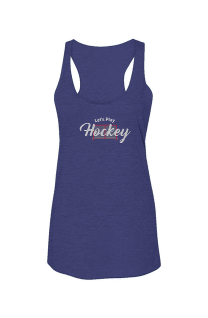 Let's Play Hockey Racerback Barn Tank Navy Blue | Barn Garb Hockey Threads
