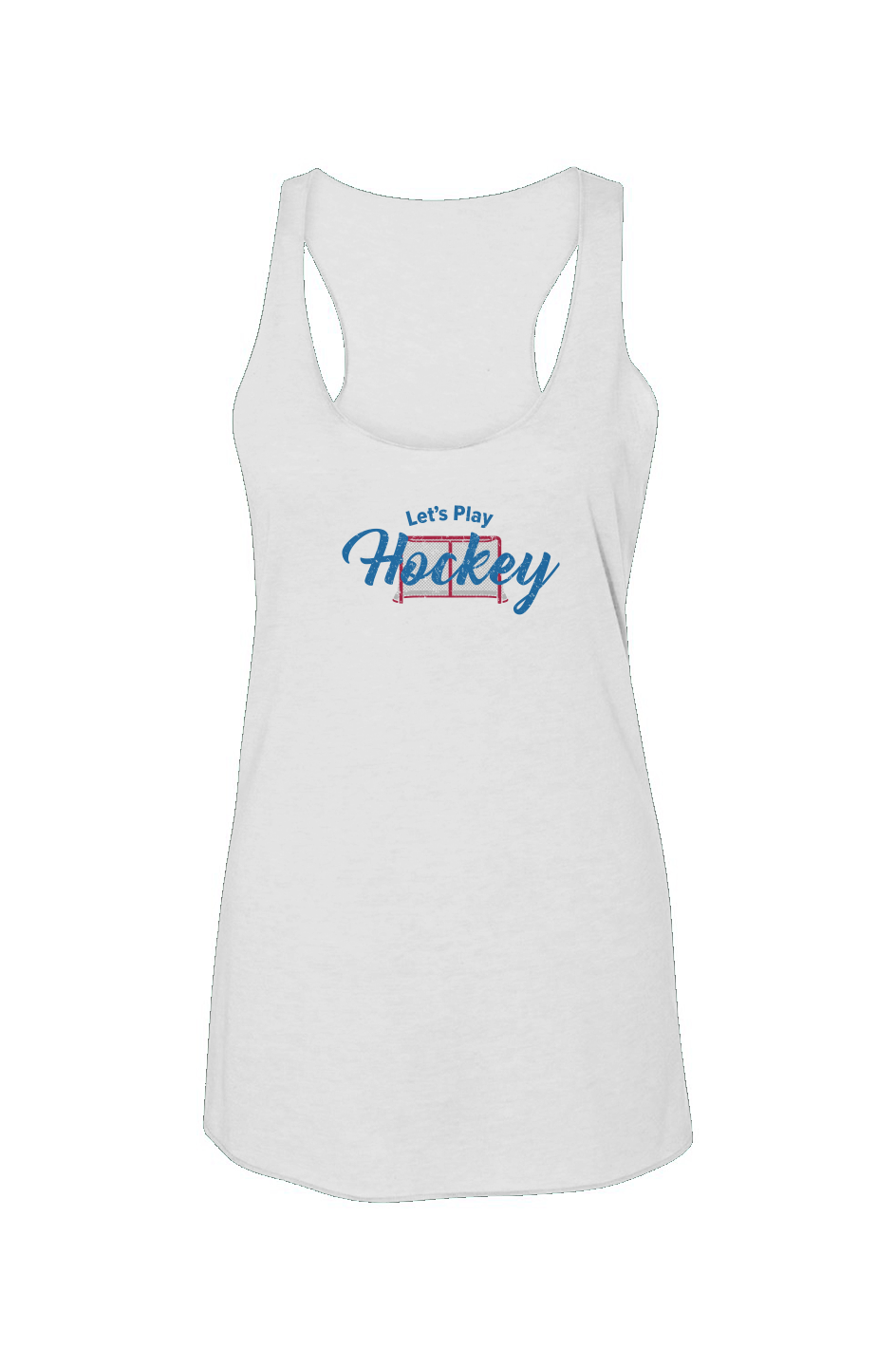 Let's Play Hockey Racerback Barn Tank White | Barn Garb Hockey Threads