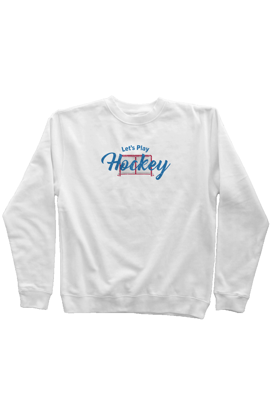 Let's Play Hockey Rinkside Crewneck Sweatshirt White | Barn Garb Hockey Threads