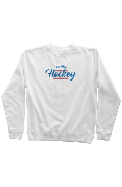 Let's Play Hockey Rinkside Crewneck Sweatshirt White | Barn Garb Hockey Threads