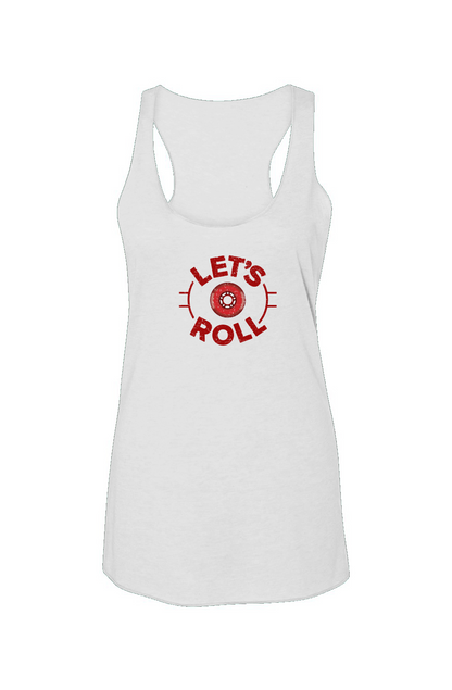 Let's Roll Circle Racerback Barn Tank White | Barn Garb Hockey Threads