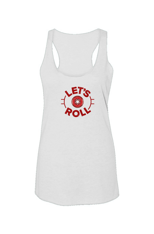 Let's Roll Circle Racerback Barn Tank White | Barn Garb Hockey Threads