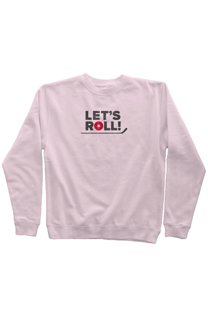 Let's Roll Rinkside Crewneck Sweatshirt Pink | Barn Garb Hockey Threads