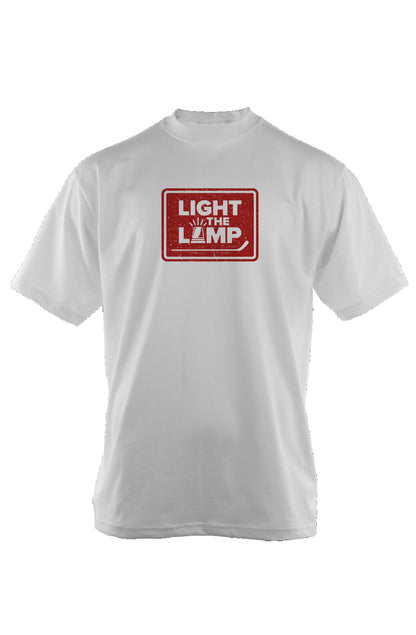Light the Lamp Badge 90s Throwback Tee White | Barn Garb Hockey Threads
