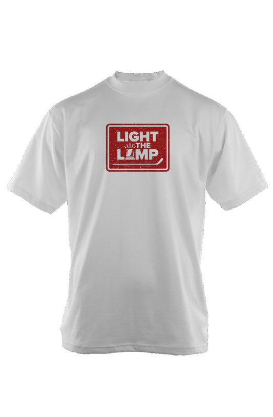 Light the Lamp Badge 90s Throwback Tee White | Barn Garb Hockey Threads