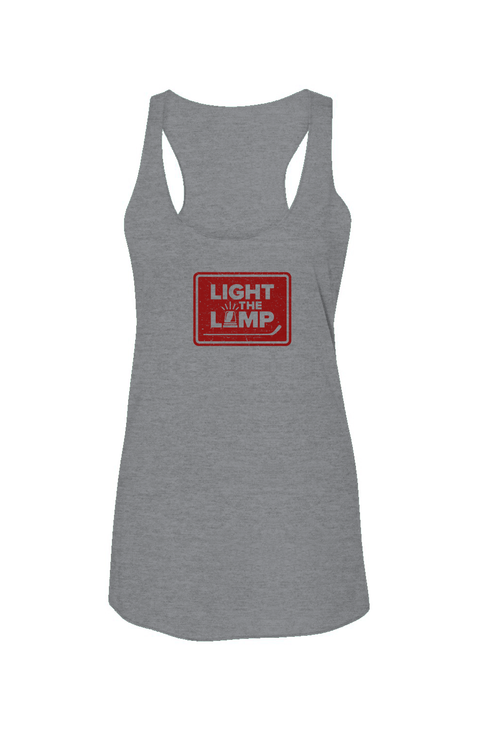 Light the Lamp Badge Racerback Barn Tank Grey | Barn Garb Hockey Threads