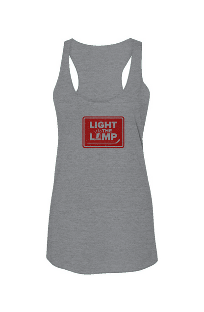 Light the Lamp Badge Racerback Barn Tank Grey | Barn Garb Hockey Threads