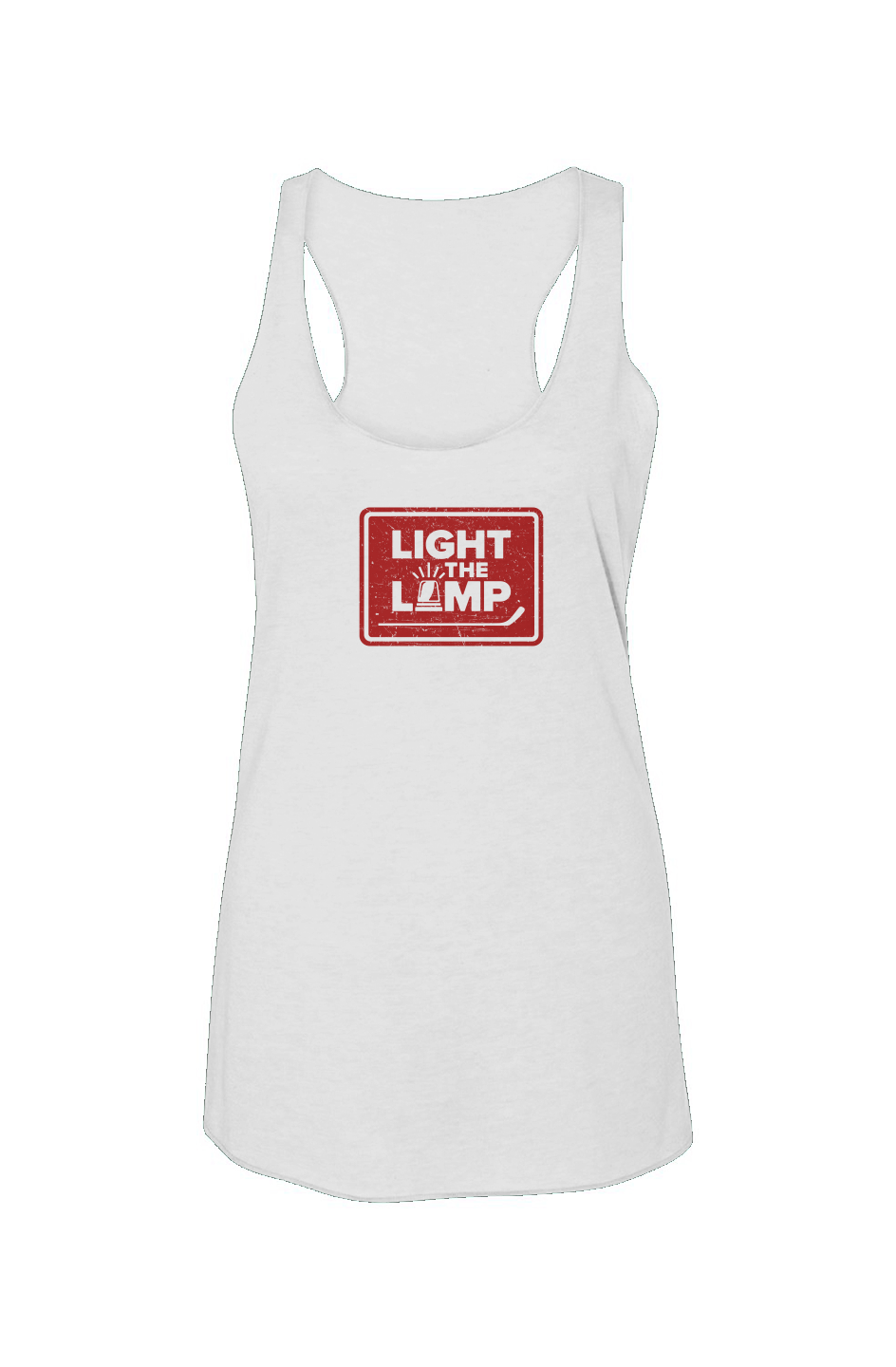 Light the Lamp Badge Racerback Barn Tank White | Barn Garb Hockey Threads