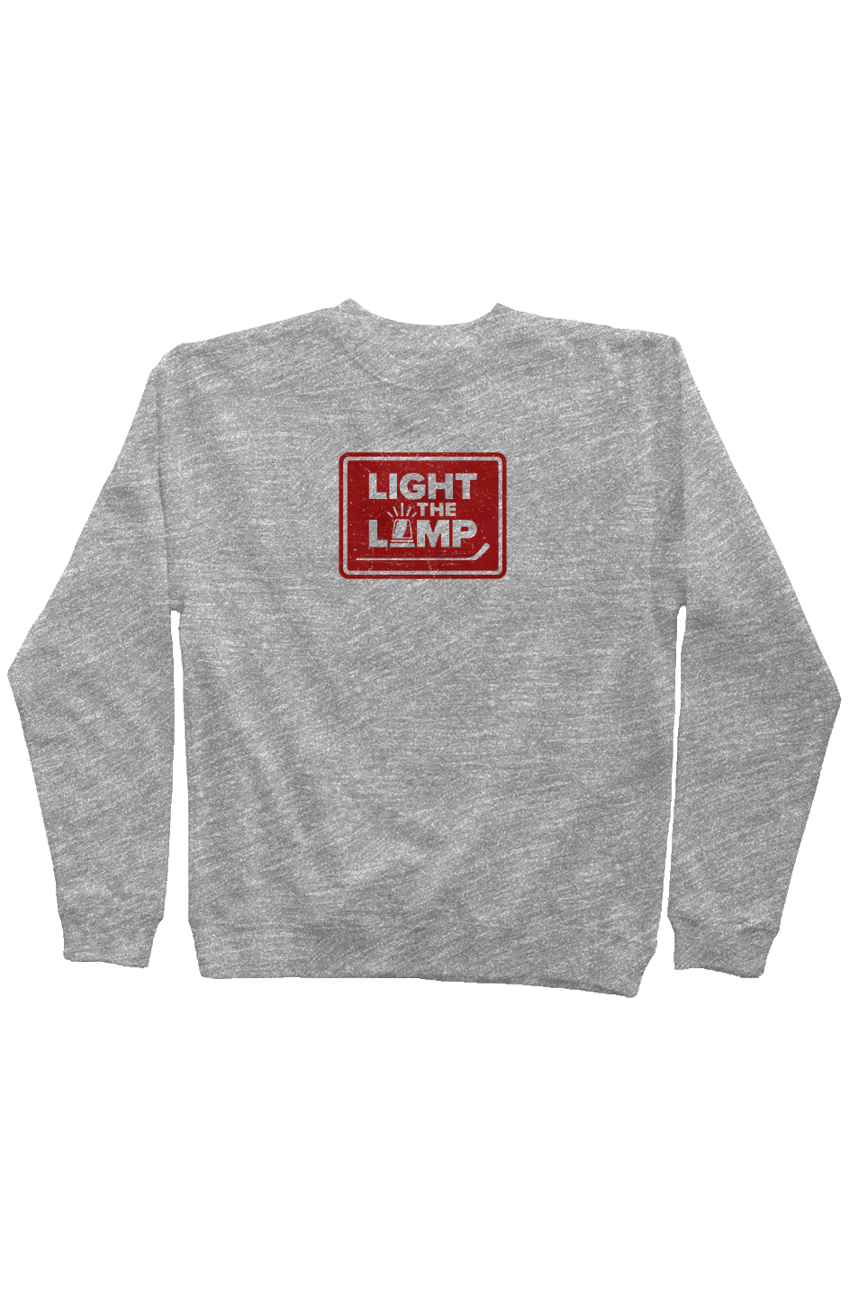 Light the Lamp Badge Rinkside Crewneck Sweatshirt Grey | Barn Garb Hockey Threads