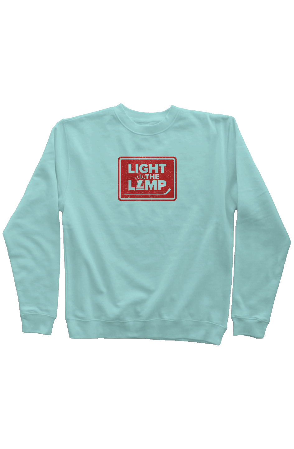 Light the Lamp Badge Rinkside Crewneck Sweatshirt Mint | Barn Garb Hockey Threads