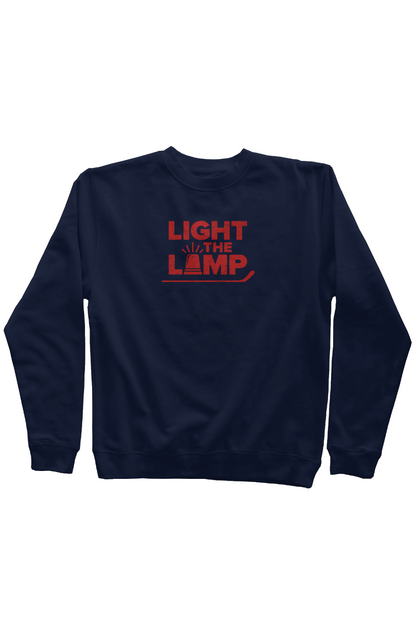 Light the Lamp Rinkside Crewneck Sweatshirt Navy Blue | Barn Garb Hockey Threads