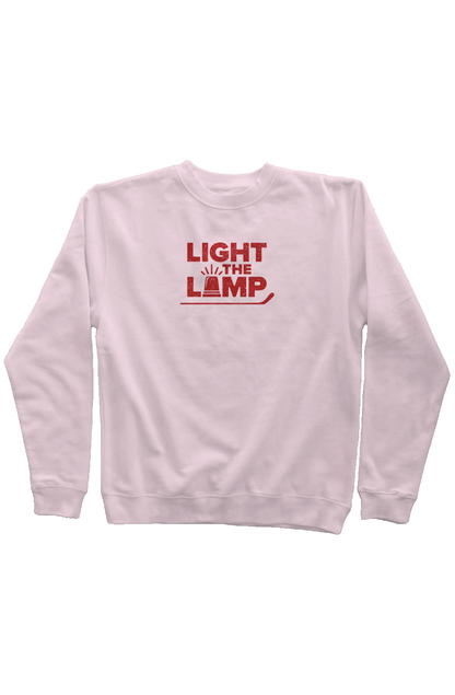 Light the Lamp Rinkside Crewneck Sweatshirt Pink | Barn Garb Hockey Threads