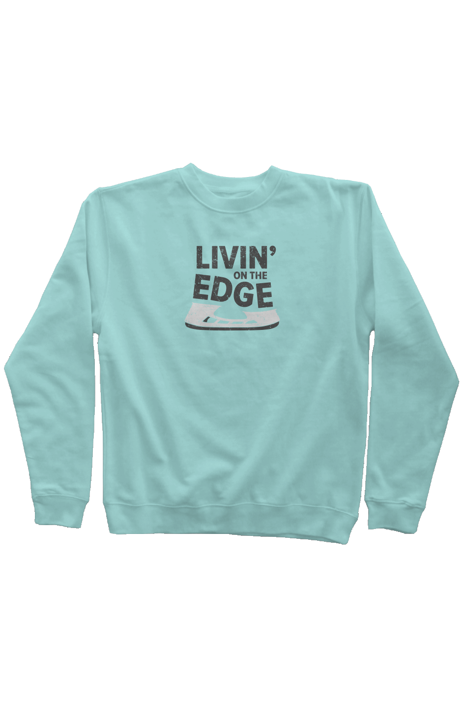 Livin' on the Edge Rinkside Crewneck Sweatshirt Mint | Barn Garb Hockey Threads