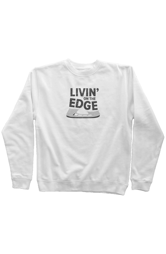 Livin' on the Edge Rinkside Crewneck Sweatshirt White | Barn Garb Hockey Threads