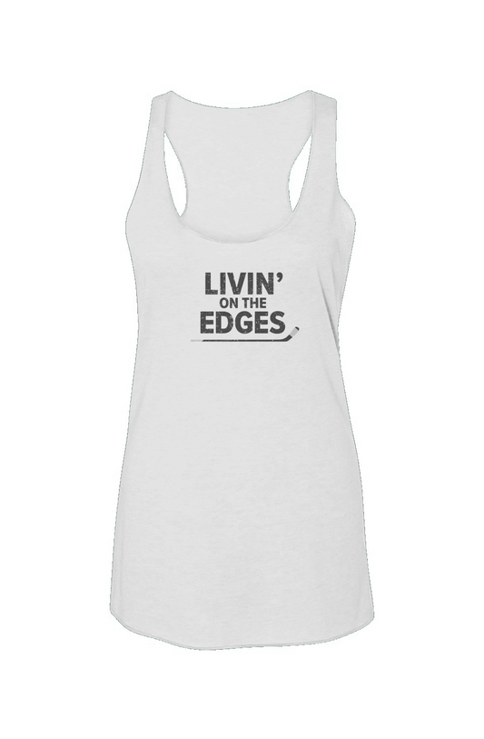 Livin' on the Edges Racerback Barn Tank White | Barn Garb Hockey Threads