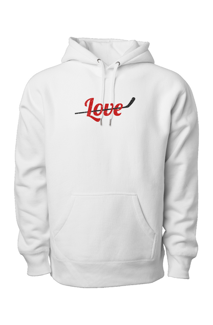 Love Stick Legend Heavyweight Hoodie White | Barn Garb Hockey Threads