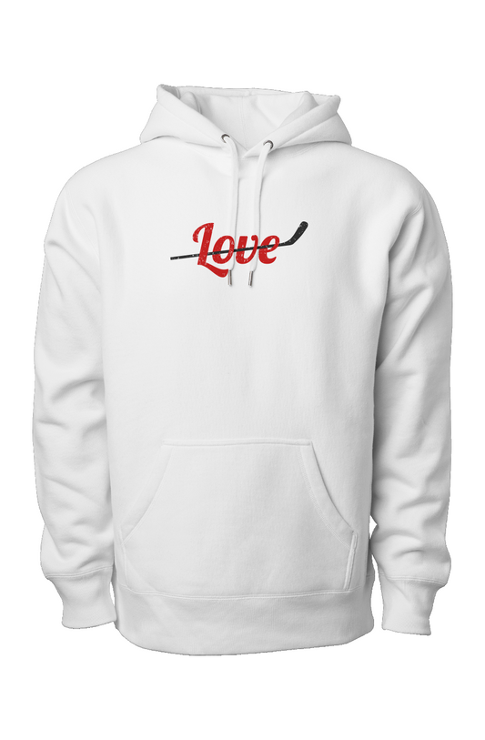 Love Stick Legend Heavyweight Hoodie White | Barn Garb Hockey Threads