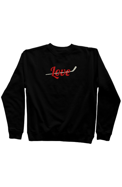 Love Stick Rinkside Crewneck Sweatshirt Black | Barn Garb Hockey Threads