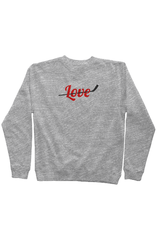 Love Stick Rinkside Crewneck Sweatshirt Grey | Barn Garb Hockey Threads