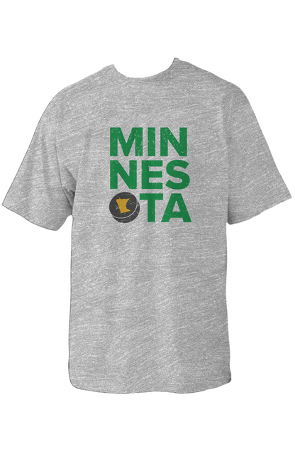 Minnesota Puck 90s Throwback Tee Grey | Barn Garb Hockey Threads