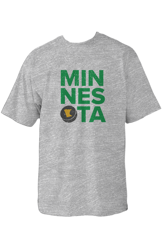 Minnesota Puck 90s Throwback Tee Grey | Barn Garb Hockey Threads