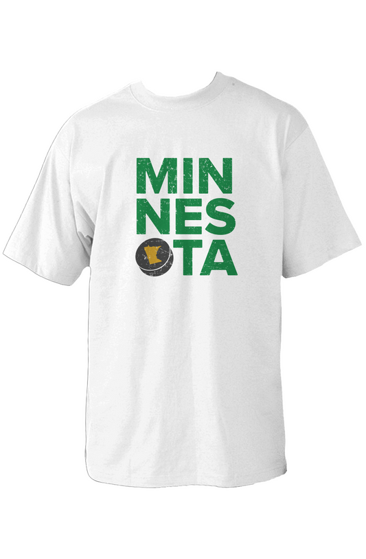 Minnesota Puck 90s Throwback Tee White | Barn Garb Hockey Threads