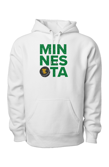Minnesota Puck Legend Heavyweight Hoodie White | Barn Garb Hockey Threads
