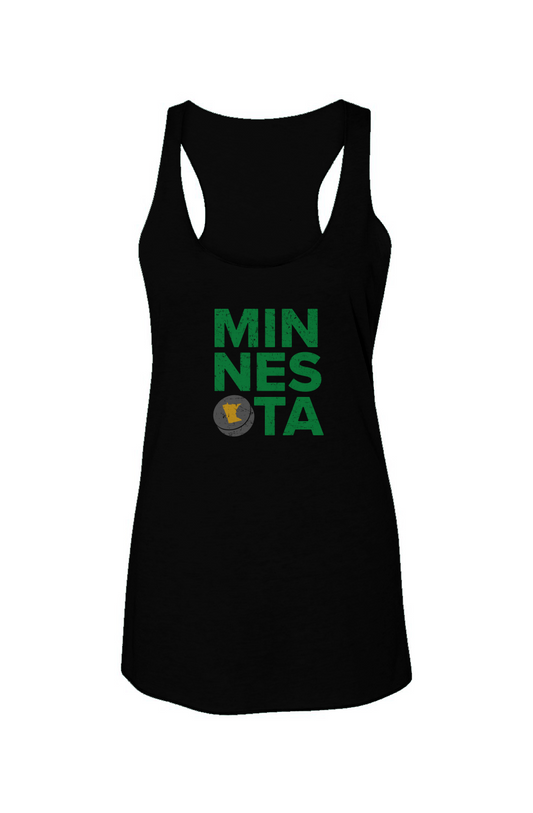 Minnesota Puck Racerback Barn Tank Black | Barn Garb Hockey Threads