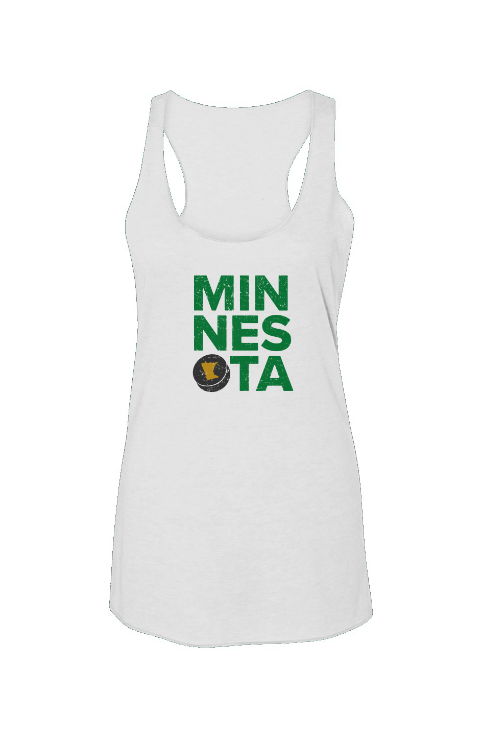 Minnesota Puck Racerback Barn Tank White | Barn Garb Hockey Threads
