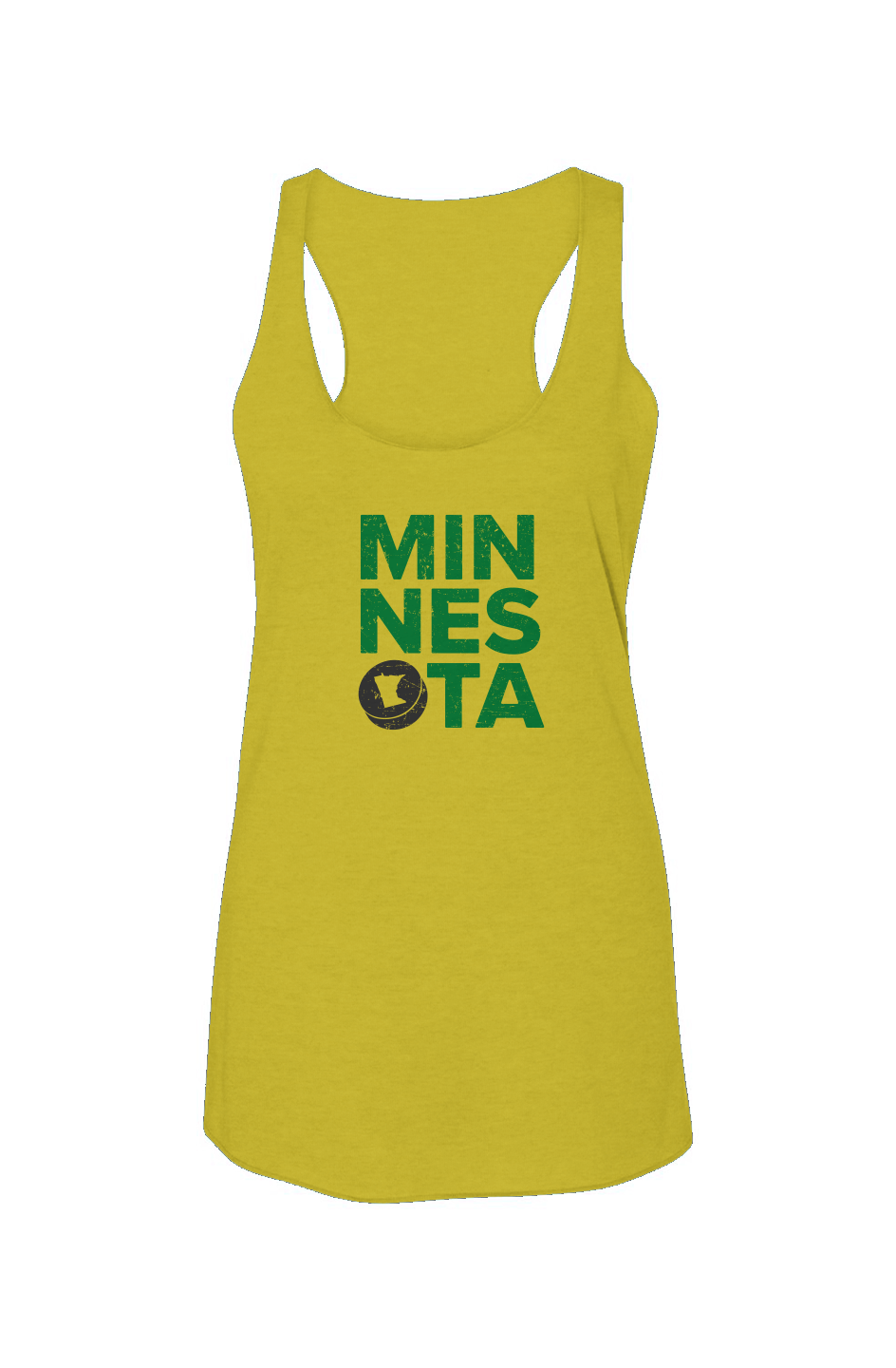 Minnesota Puck Racerback Barn Tank Yellow | Barn Garb Hockey Threads