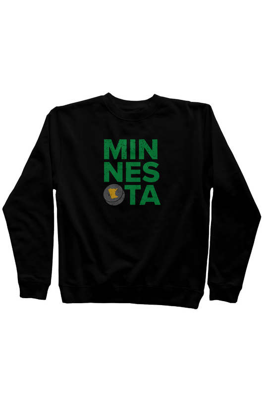 Minnesota Puck Rinkside Crewneck Sweatshirt Black | Barn Garb Hockey Threads