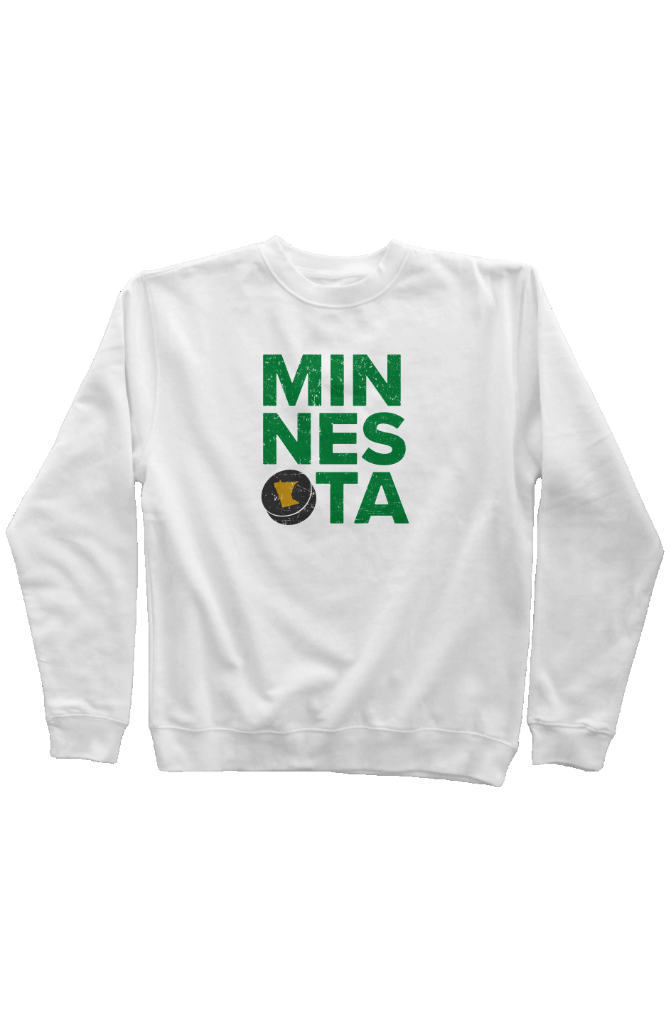 Minnesota Puck Rinkside Crewneck Sweatshirt White | Barn Garb Hockey Threads