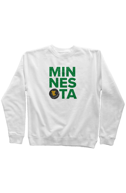 Minnesota Puck Rinkside Crewneck Sweatshirt White | Barn Garb Hockey Threads