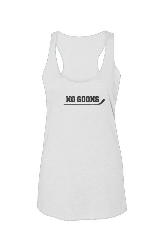 No Goons Racerback Barn Tank White | Barn Garb Hockey Threads