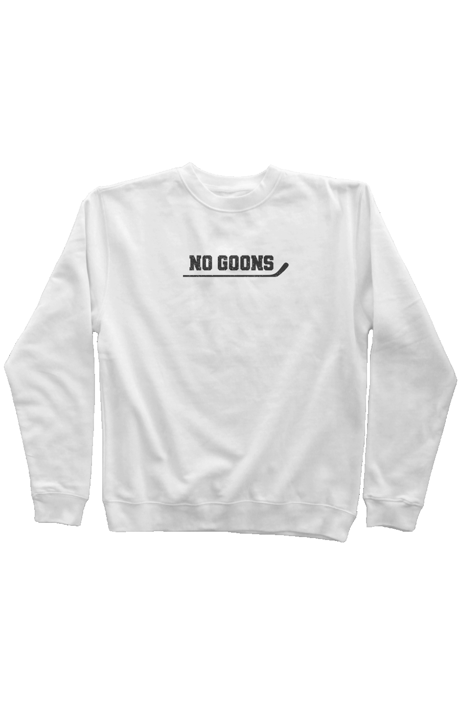 No Goons Rinkside Crewneck Sweatshirt White | Barn Garb Hockey Threads