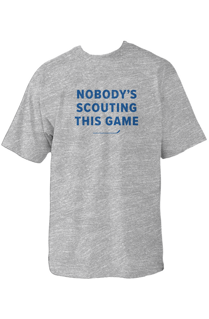 Nobody's Scouting This Game 90s Throwback Tee Grey | Barn Garb Hockey Threads