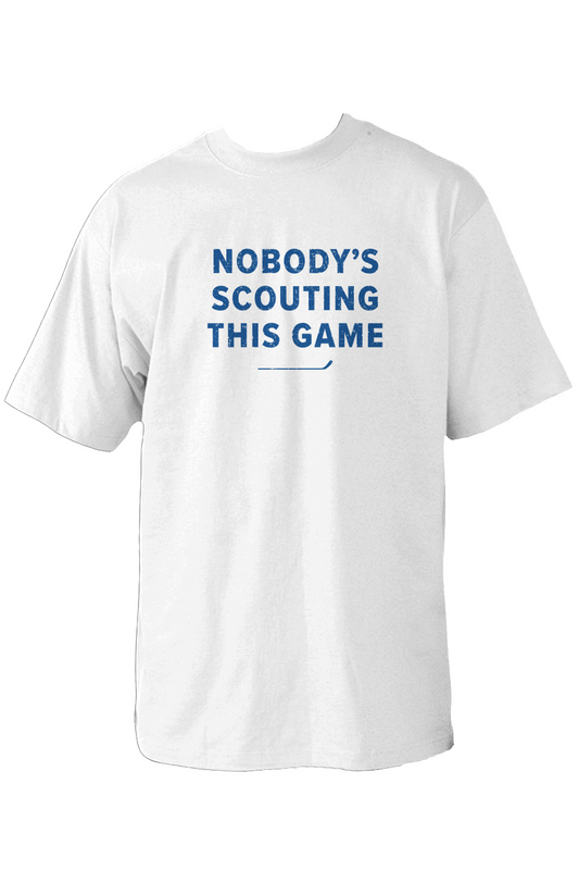 Nobody's Scouting This Game 90s Throwback Tee White | Barn Garb Hockey Threads