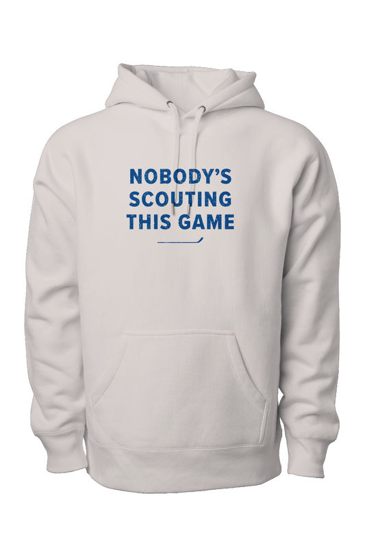 Nobody's Scouting This Game Legend Heavyweight Hoodie Bone | Barn Garb Hockey Threads