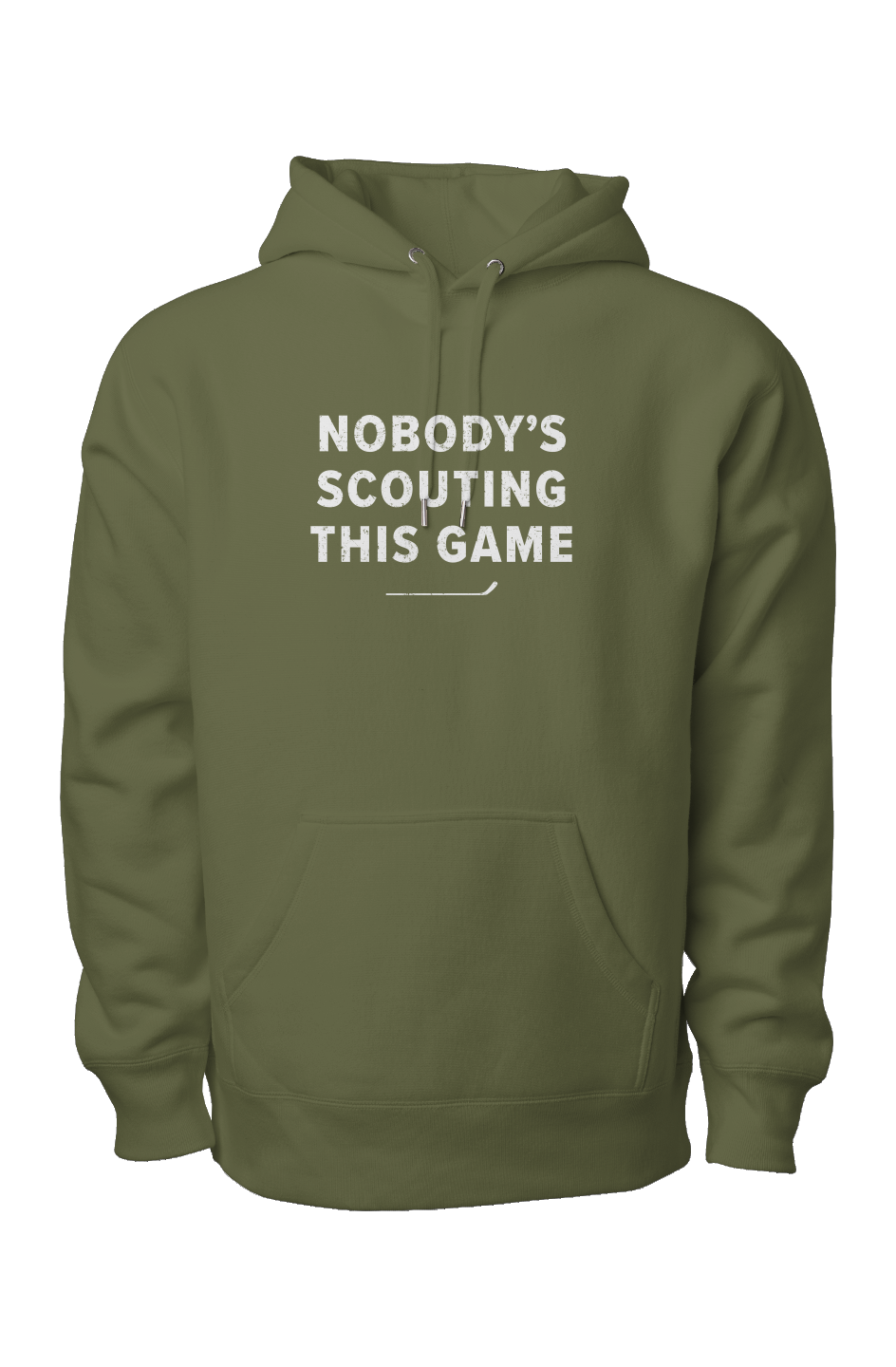 Nobody's Scouting This Game Legend Heavyweight Hoodie Military Green | Barn Garb Hockey Threads