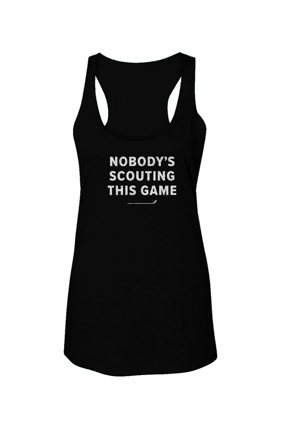 Nobody's Scouting This Game Racerback Barn Tank Black | Barn Garb Hockey Threads