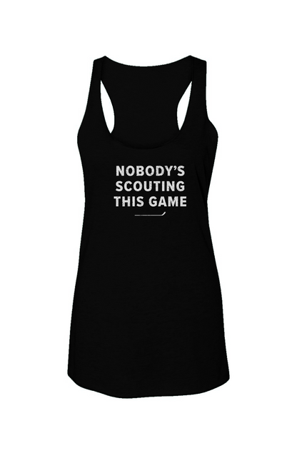 Nobody's Scouting This Game Racerback Barn Tank Black | Barn Garb Hockey Threads