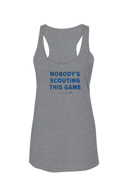 Nobody's Scouting This Game Racerback Barn Tank Grey | Barn Garb Hockey Threads