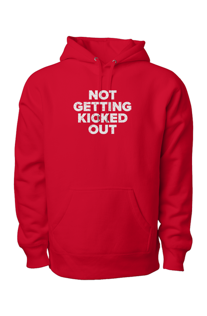 Not Getting Kicked Out Legend Heavyweight Hoodie Red | Barn Garb Hockey Threads