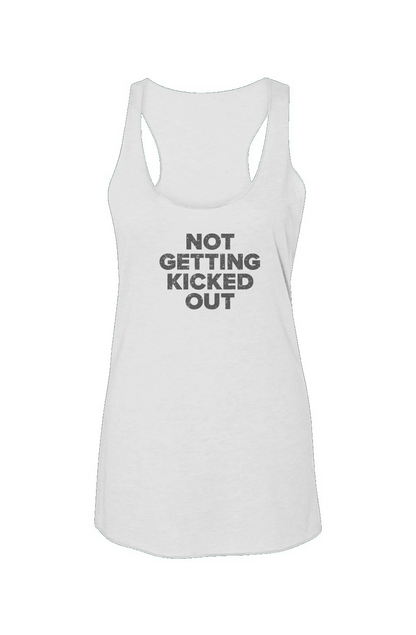 Not Getting Kicked Out Racerback Barn Tank White | Barn Garb Hockey Threads