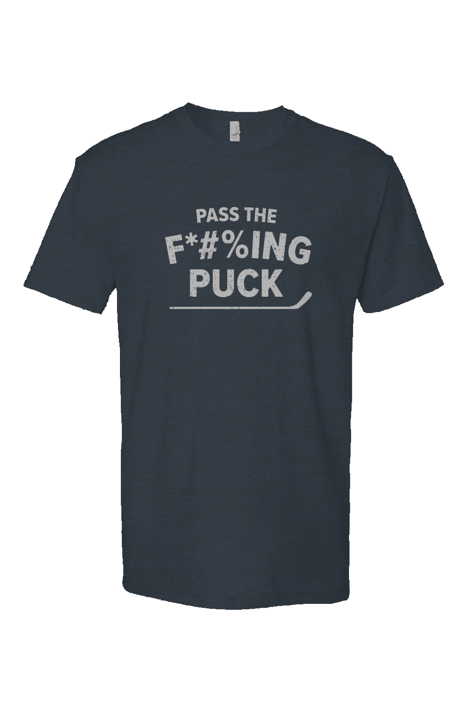 Pass the F*#%ing Puck Breakaway Performance Tee Navy Blue | Barn Garb Hockey Threads
