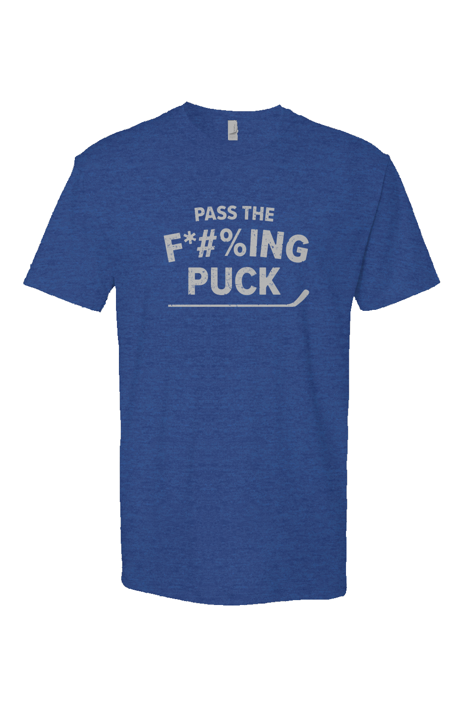Pass the F*#%ing Puck Breakaway Performance Tee Royal Blue | Barn Garb Hockey Threads