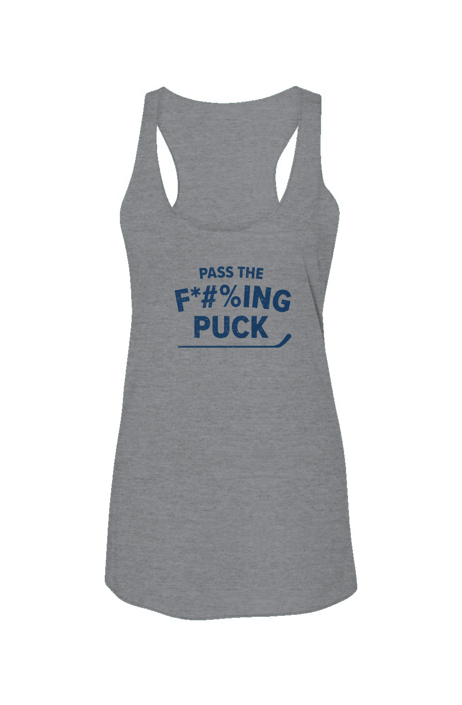 Pass the F*#%ing Puck Racerback Barn Tank Grey | Barn Garb Hockey Threads