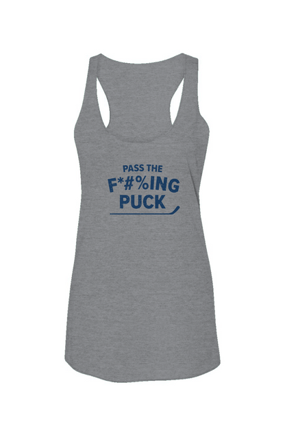 Pass the F*#%ing Puck Racerback Barn Tank Grey | Barn Garb Hockey Threads