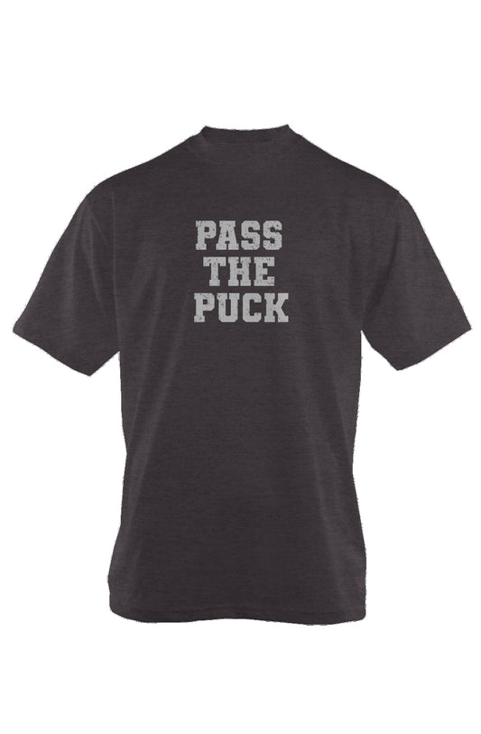 Pass the Puck 90s Throwback Tee Charcoal | Barn Garb Hockey Threads